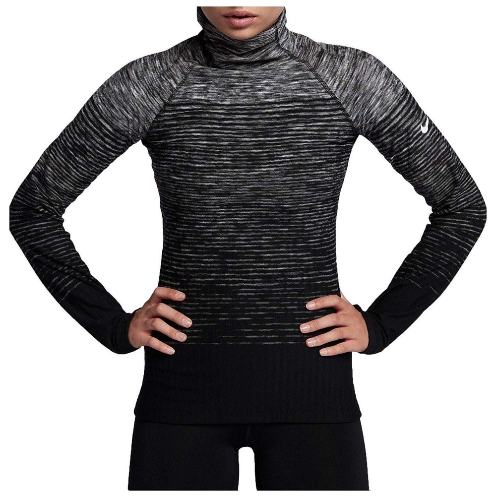 Nike Women's Hyperwarm Training Top Base Layer Turtle Neck Black‎ Gray Small